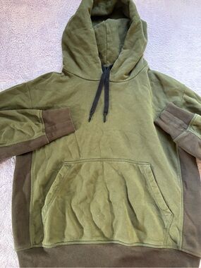 Men’s rag & bone Olive Green Hoodie with Contrast Panels